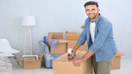 Man with moving boxes