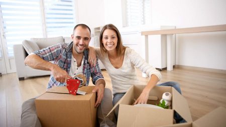 couple packing boxes