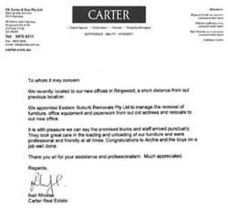 Testimonial from Carter Real Estate