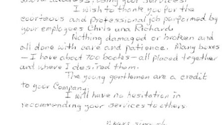 Testimonial from Mrs E.B. Peach