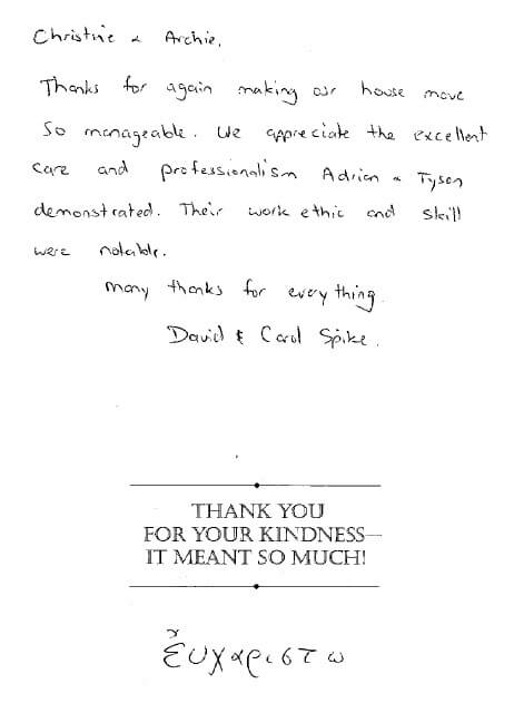 Testimonial from David and Carol Spike